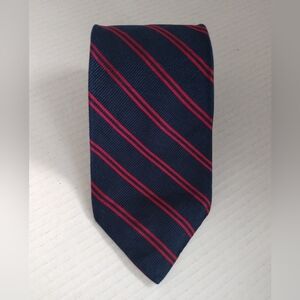 J. Crew Classic Navy and Red Silk Striped Tie